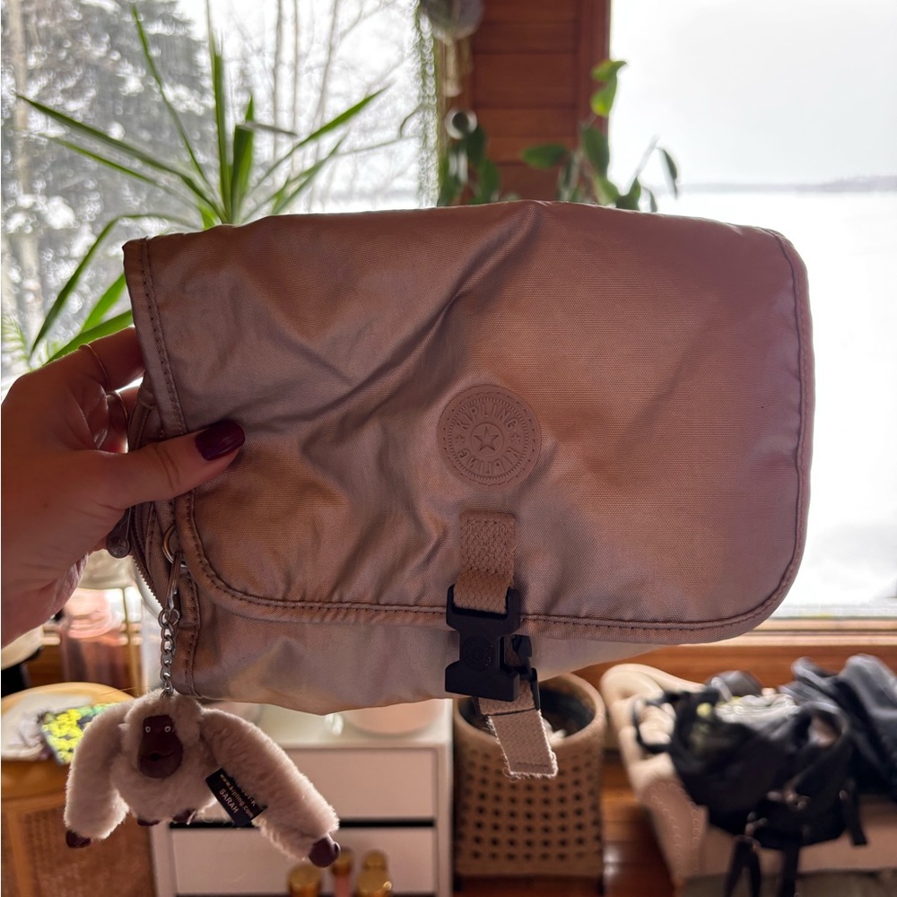 Kipling Tan Bag with Monkey Keychain